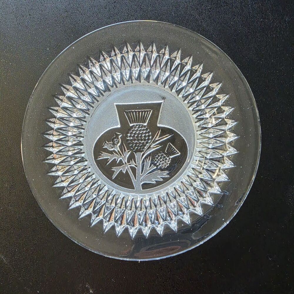 Vintage Davidson Glass 727T 6in Flat Thistle Plate Clear Pressed Flint Glass1928
